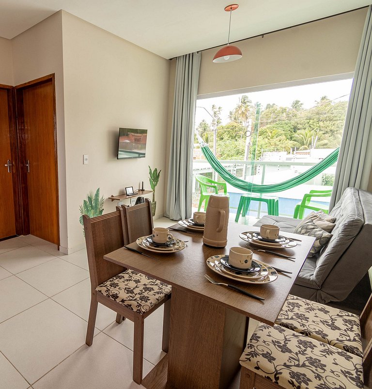 Top c/ Varanda,100M Praia c/ Cozinha, Wifi, ArCond