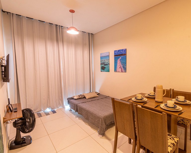 Top c/ Varanda,100M Praia c/ Cozinha, Wifi, ArCond